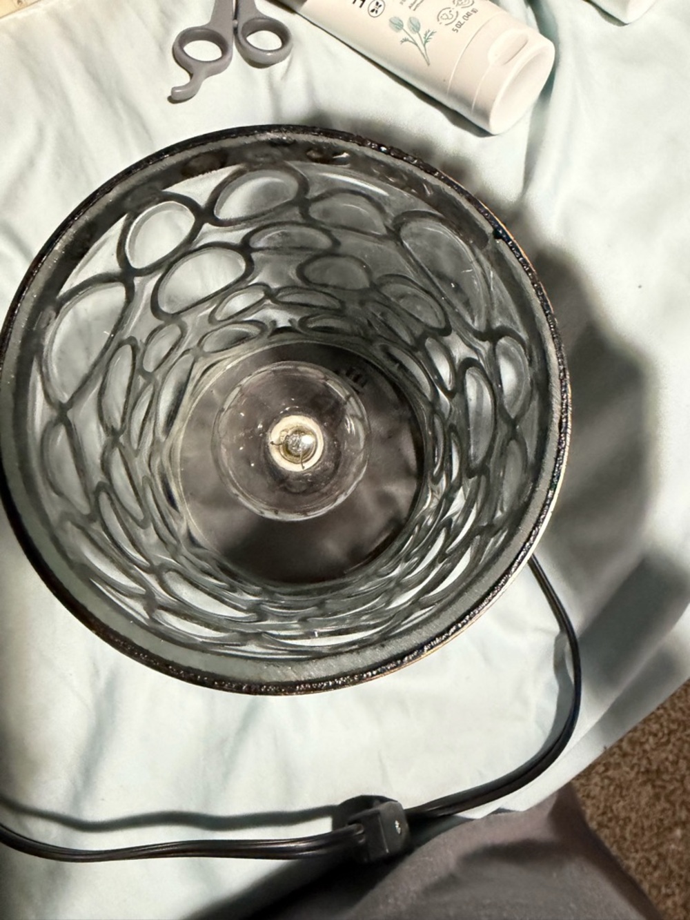 🌧️Electric Glass Bubble Wax Warmer in Black by Home Accents - Picture 3 of 5